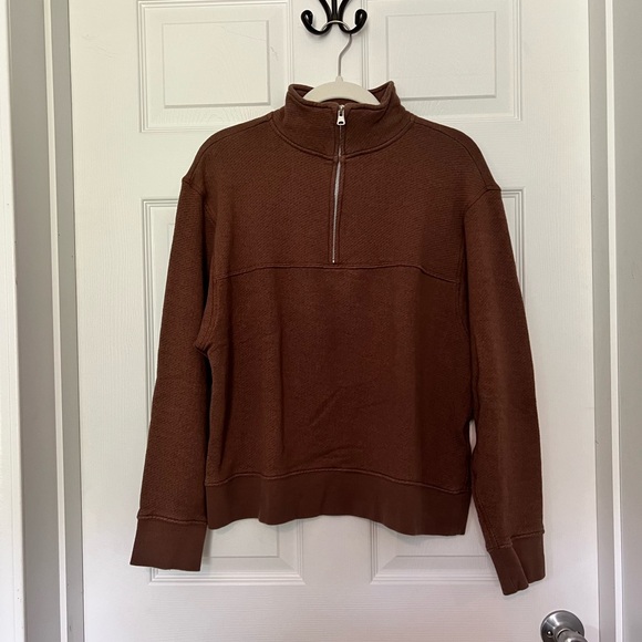 Jenni Kayne Half-Zip Sweatshirt in Cinnamon - Size L - Picture 2 of 5